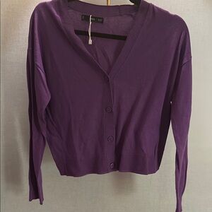 Purple Women's V-neck Cardigan